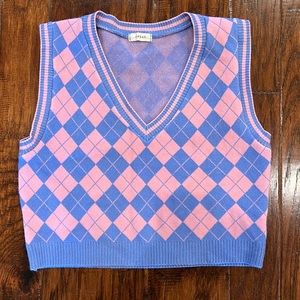 Vintage Inspired Preppy Argyle Sweater Vest Size Small